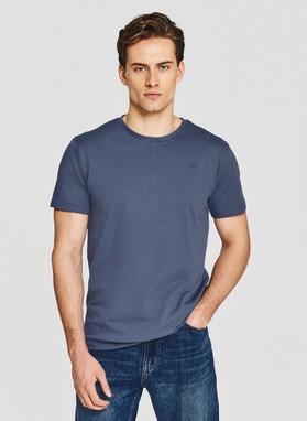 Bawełniany t-shirt męski w kolorze niebieskim