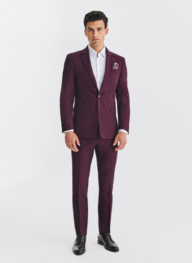 Bordowy garnitur męski