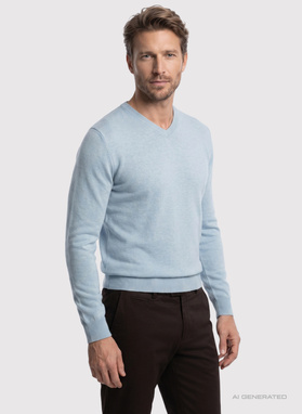 Niebieski sweter v-neck