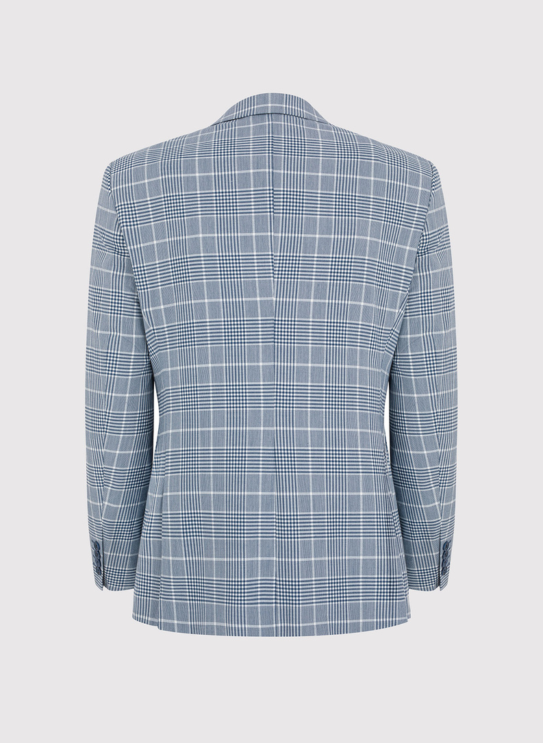 Niebieski garnitur w kratę