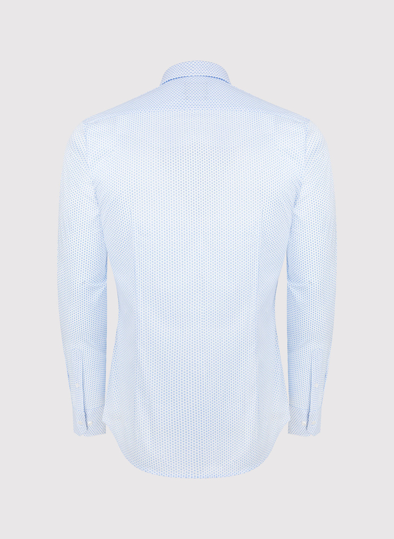 Biała koszula męska w niebieski mikrowzór