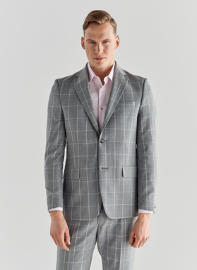 Szary garnitur BUENAVISTA w kratę 