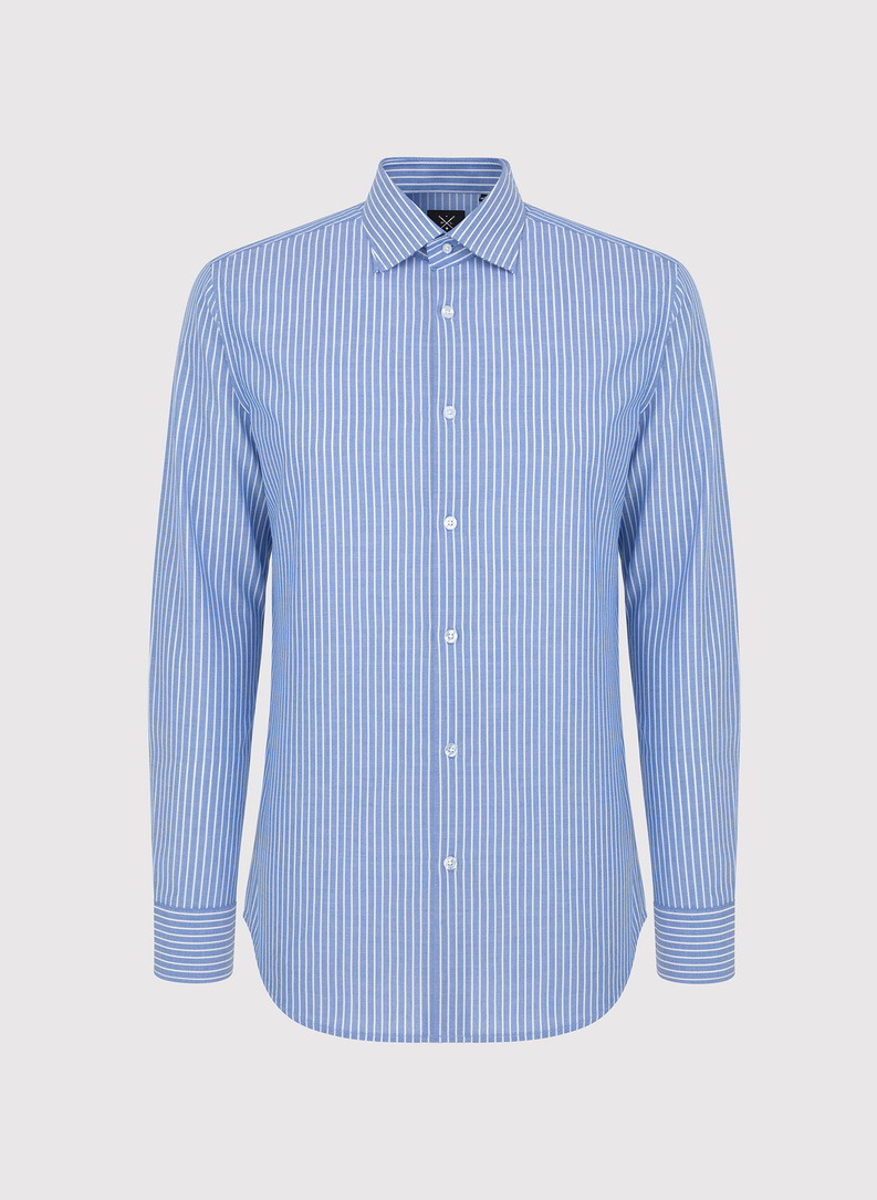 Błękitna koszula męska w paski