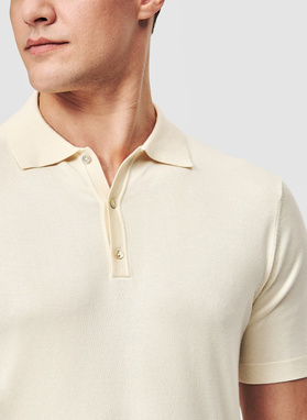 Ecru polo swetrowe z wiskozą