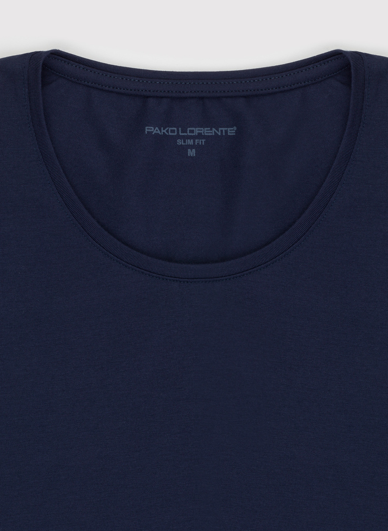 Granatowy gładki T-shirt Basic