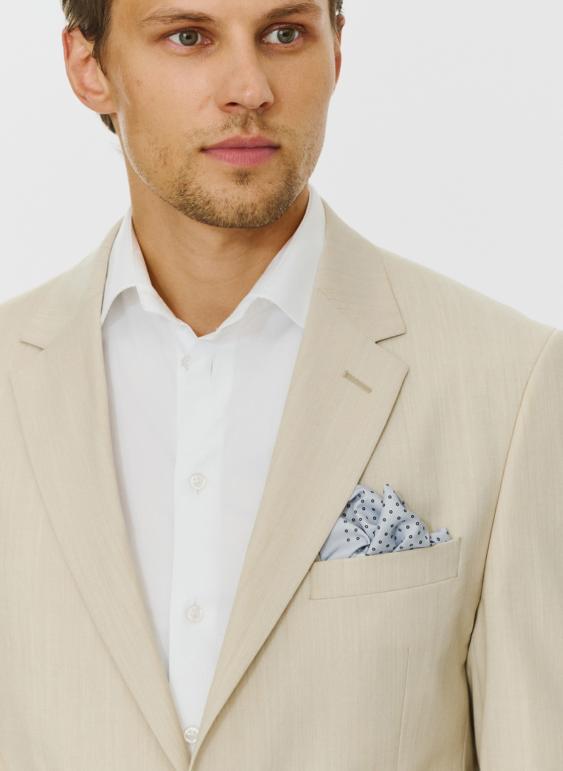 Beżowa męska marynarka garniturowa