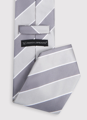 Szary krawat męski w paski