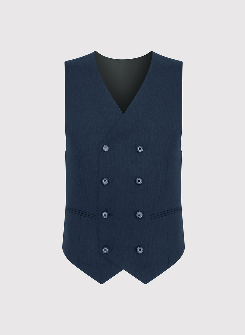 Granatowa dwurzędowa kamizelka męska 