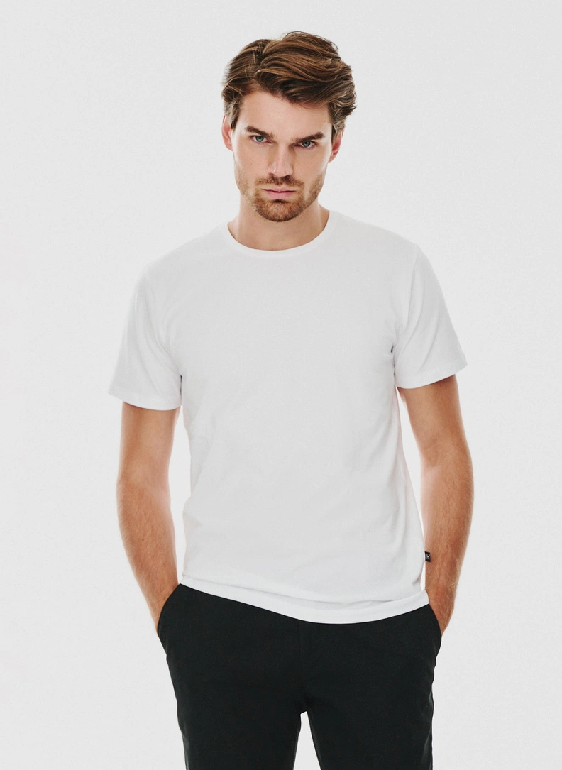 Biały gładki T-shirt Basic - zdjecie nr 1