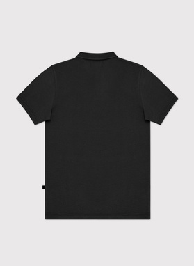 Gładki bawełniany t-shirt polo w kolorze czarnym