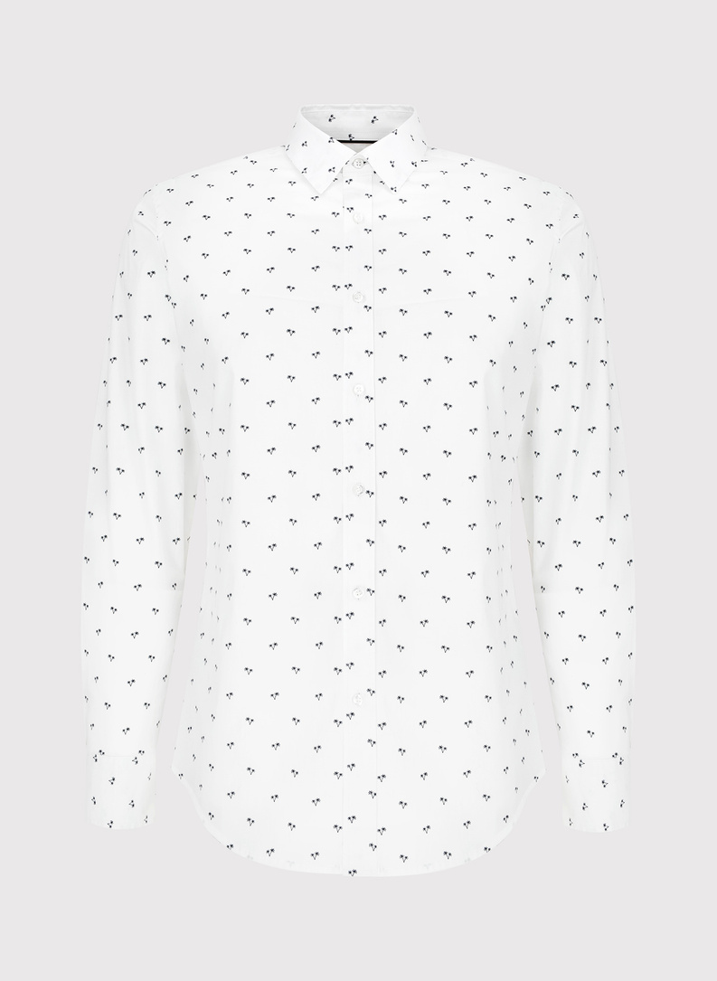 Biała koszula w palmy