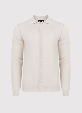 Beżowy kardigan z kołnierzykiem 