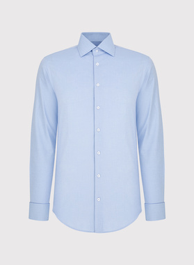 Niebieska bawełniana koszula męska na spinki