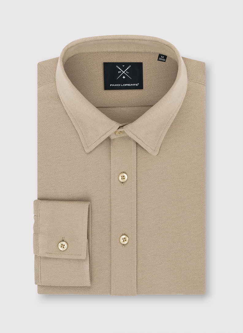 Beżowa bawełniana koszula męska