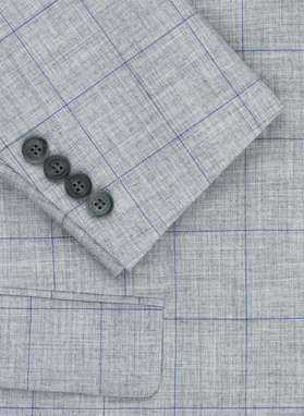 Szara marynarka w niebieską kratę