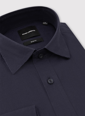 Granatowa koszula z lnem