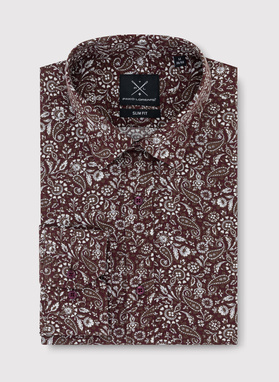 Casualowa brązowa koszula w paisley