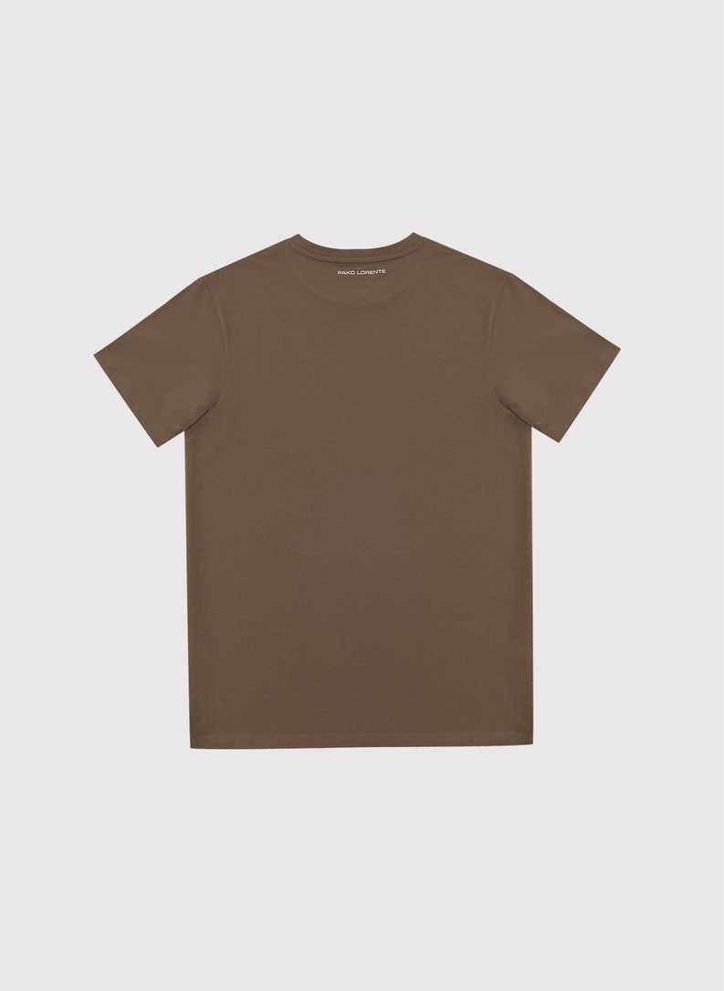 Brązowy bawełniany t-shirt męski