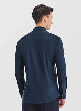 Granatowa dzianinowa koszula męska