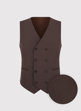 Brązowa dwurzędowa kamizelka męska