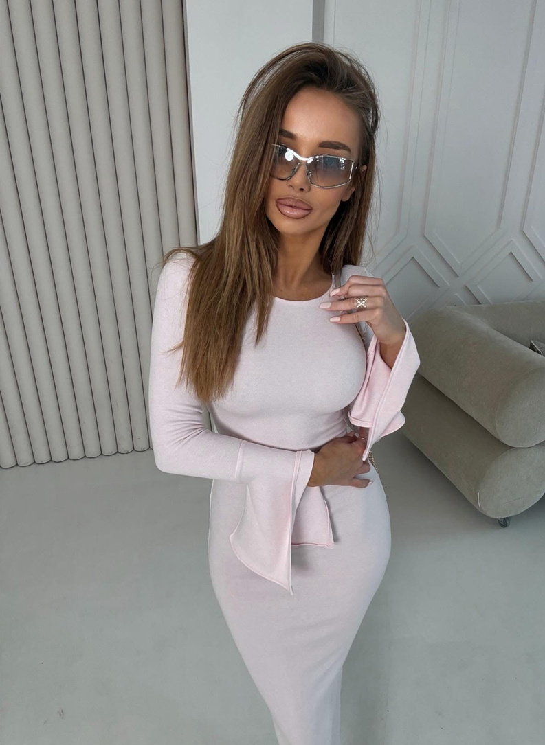 Sukienka damska dzwonek pudrowy róż