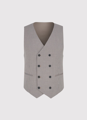 Dwurzędowa kamizelka męska w drobną kratę