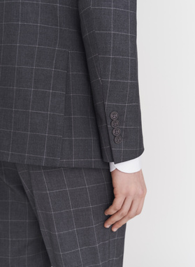 Dwuczęściowy szary dwurzędowy garnitur