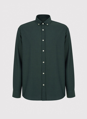 Gładka koszula męska zielona długi rękaw