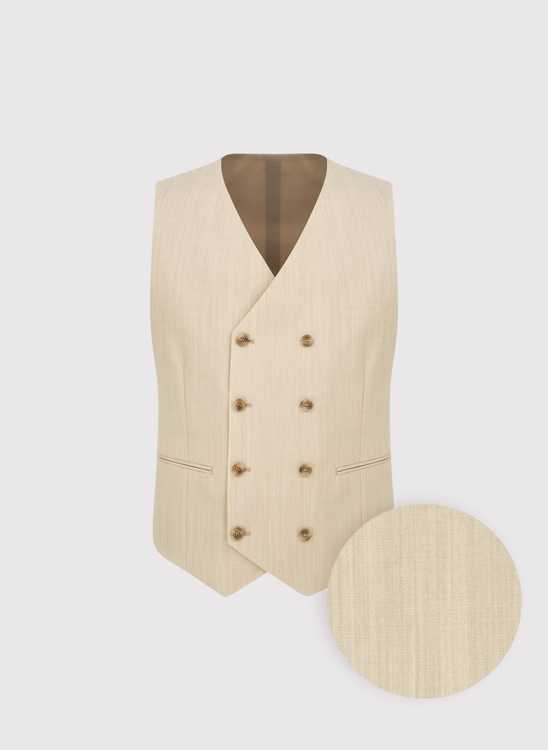 Ślubny beżowy garnitur z wełny