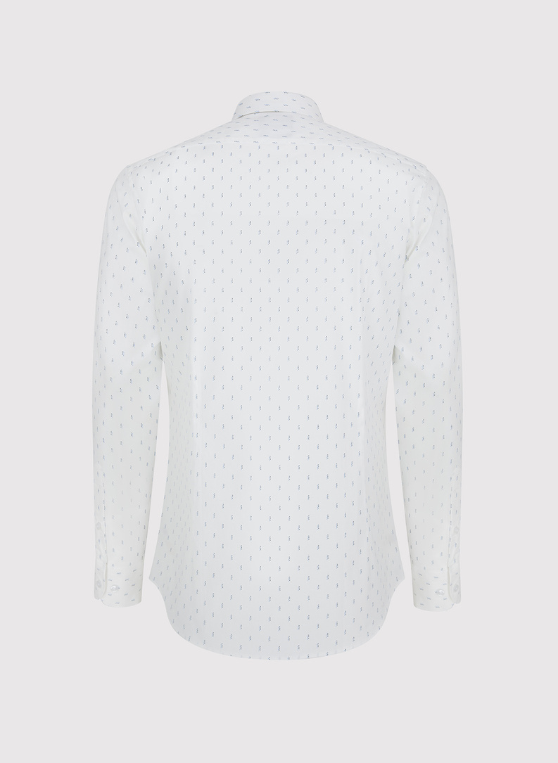 Biała koszula męska w mikrowzór