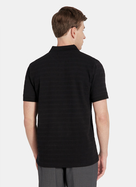 Czarne bawełniane polo w prążki
