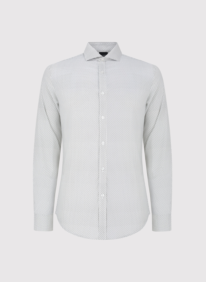Biała koszula męska w mikrowzór