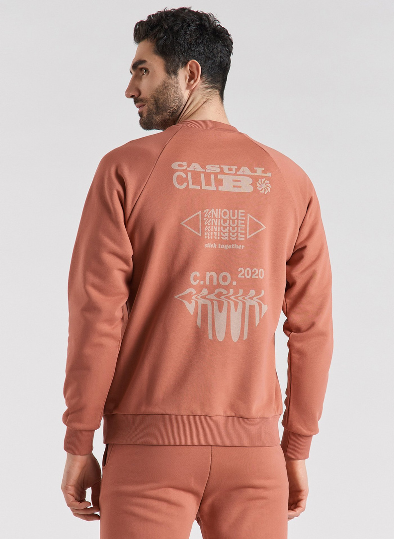 Czerwona bluza oversize z okrągłym dekoltem C21SF-2B-003-W