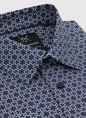 Granatowa koszula męska w biały wzór