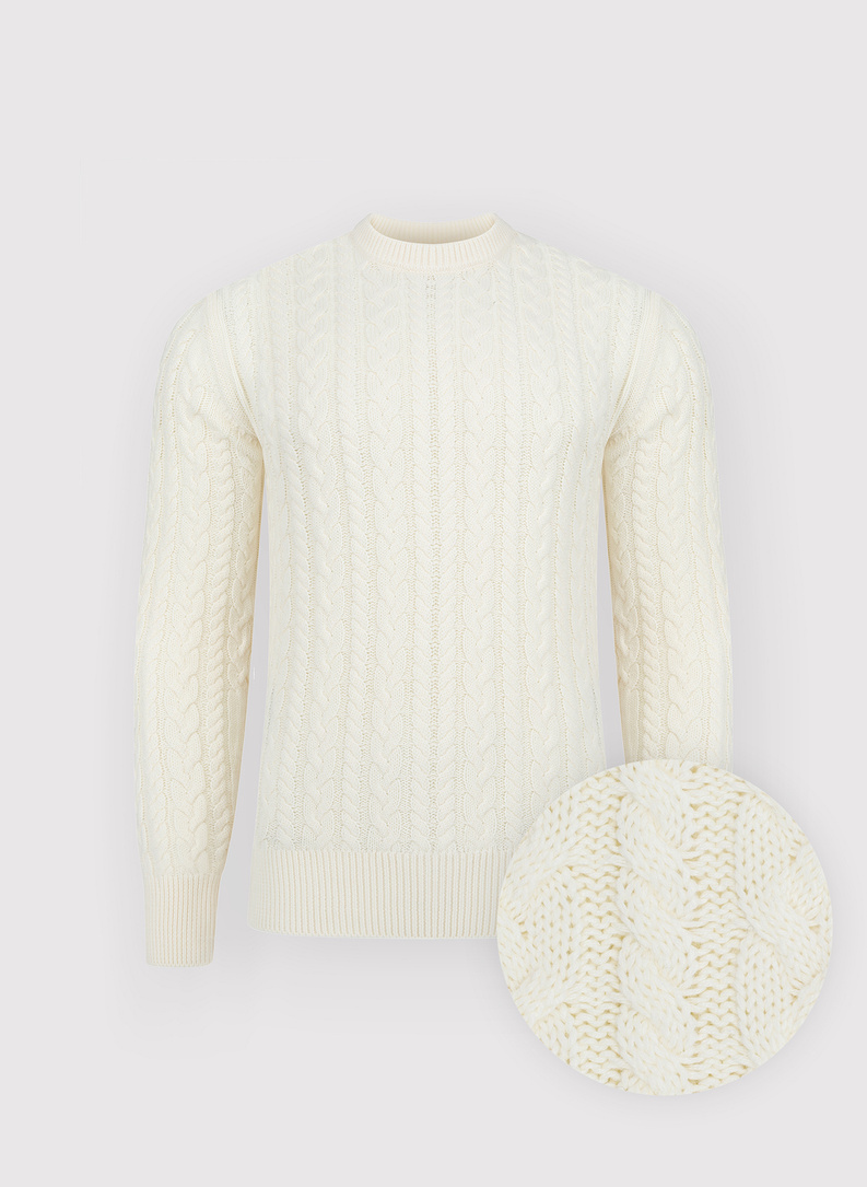 Beżowy sweter męski z kaszmirem