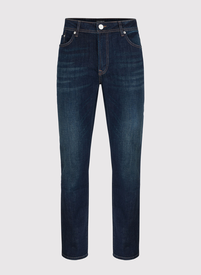 Granatowe spodnie męskie jeansowe