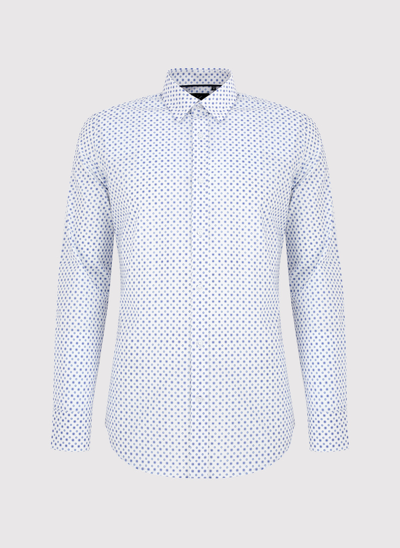 Biała koszula męska mikrowzór