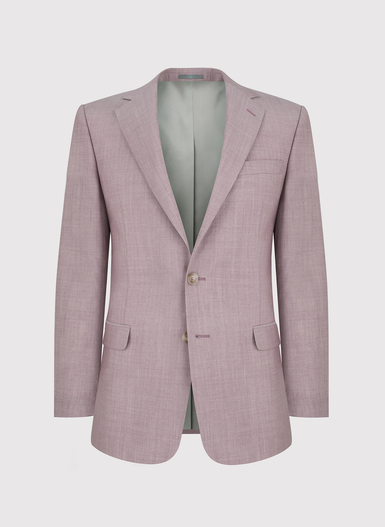 Wełniany różowy gładki garnitur męski