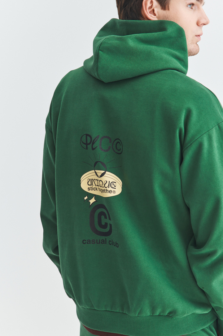 Bluza z kapturem zielona C21WF-2K-005-Z