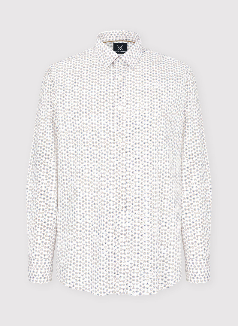 Wzorzysta koszula w kolorze złamanej bieli