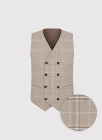 Beżowa kamizelka męska w mocną kratę