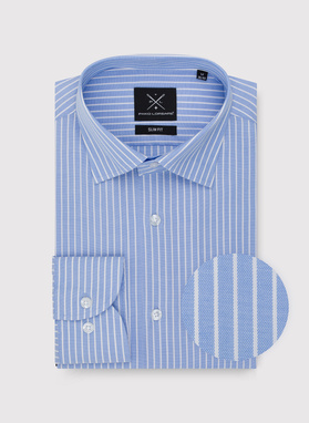 Błękitna koszula męska w paski