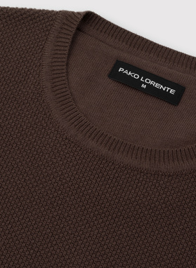 Brązowy sweter męski o-neck
