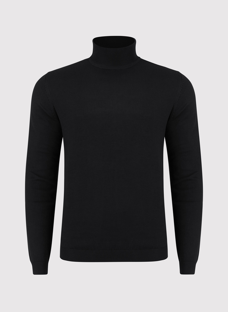 Czarny gładki półgolf męski