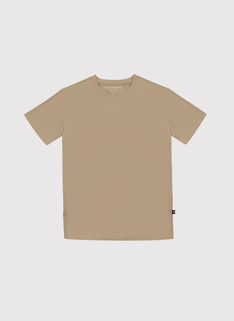Beżowy bawełniany t-shirt męski