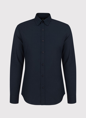 Granatowa gładka koszula męska