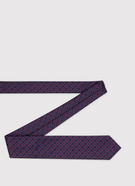 Fioletowy krawat męski w geometryczny wzór