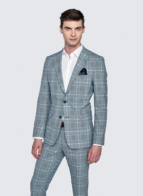 Niebieska marynarka garniturowa w kratę 