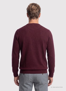 Bordowy sweter v-neck