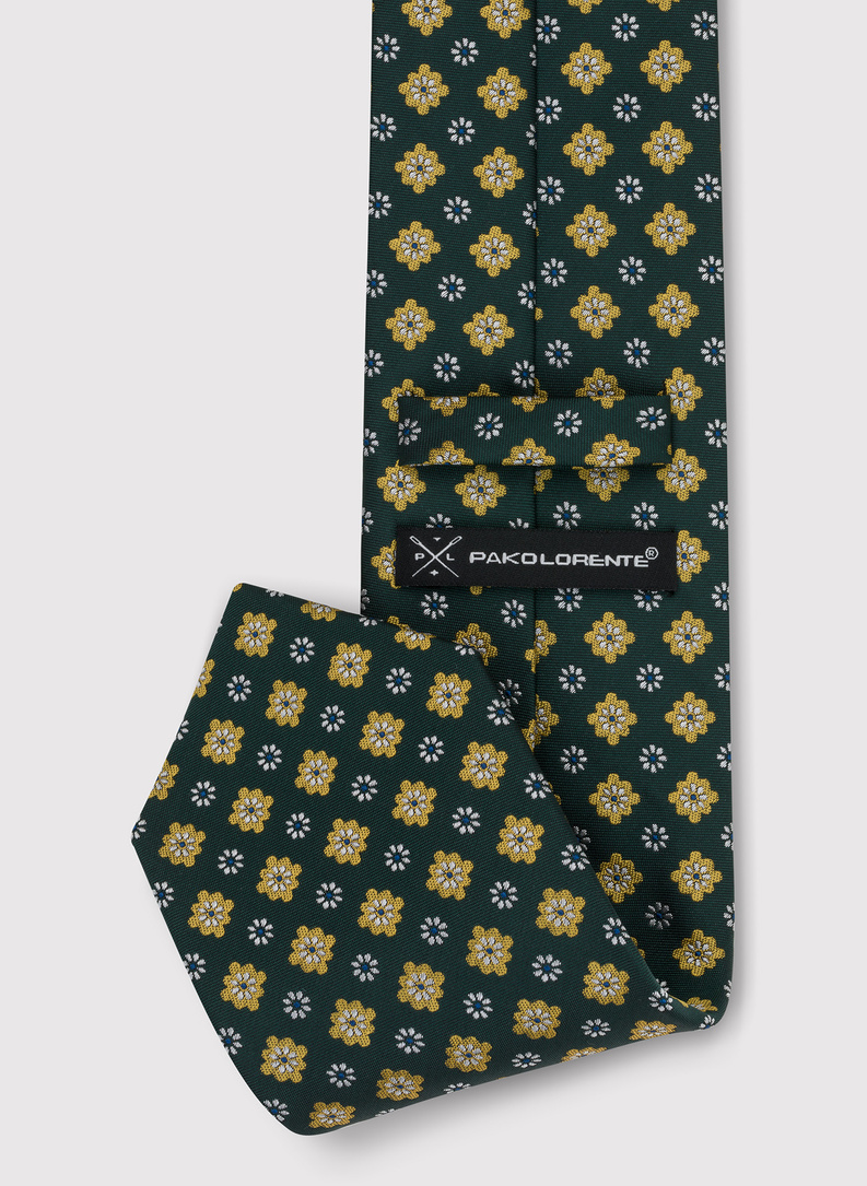 Wzorzysty zielony krawat